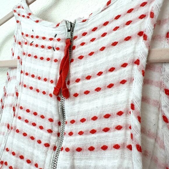 Lou & Grey Striped Sleeveless Dress with Orange Embroidered Dots, Size M - Picture 5 of 7